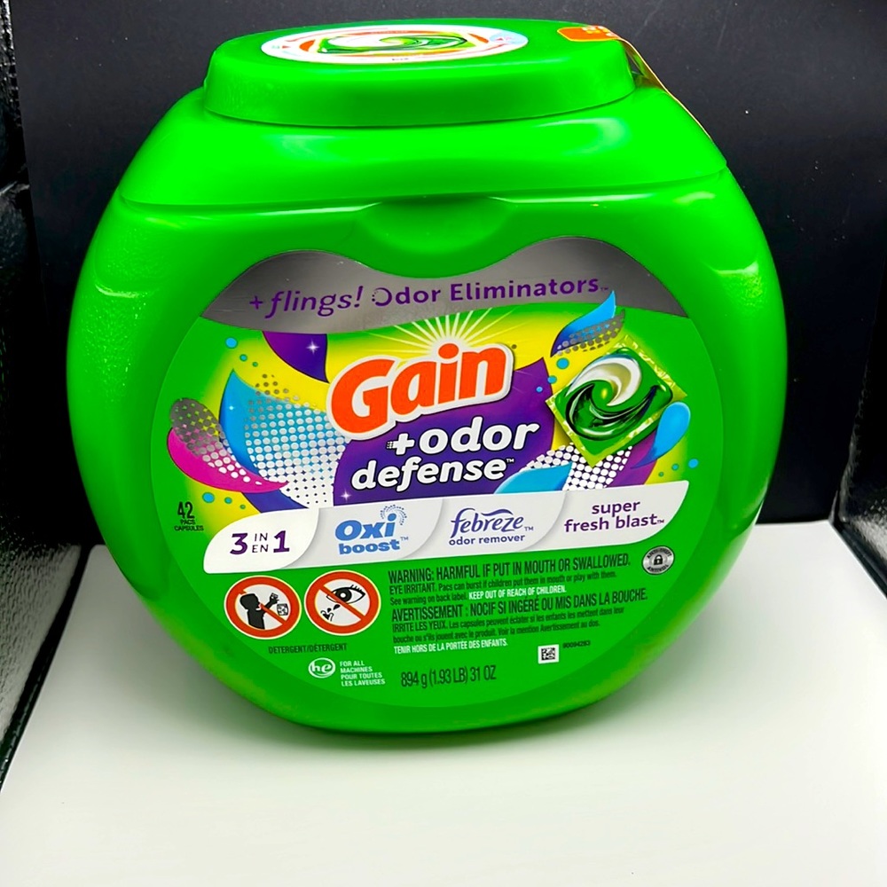 Gain Laundry Detergent, Odor+Defense (42 cap).